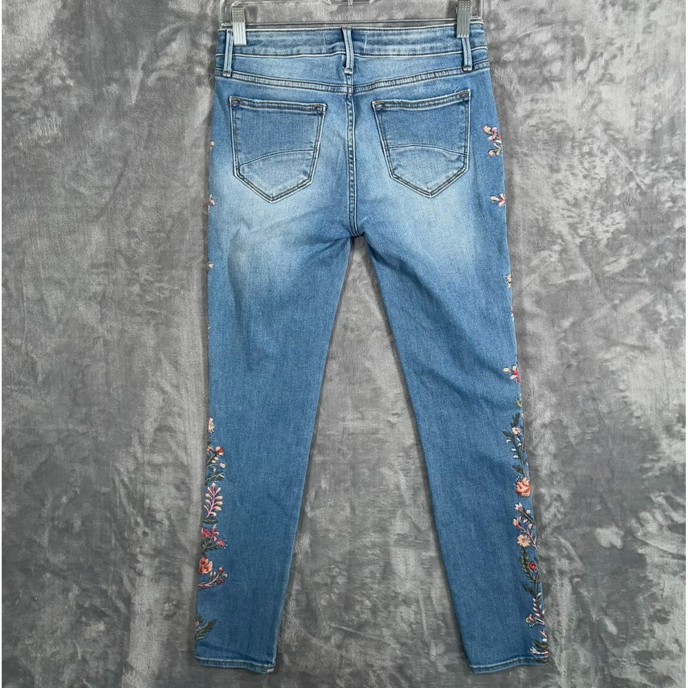 Driftwood Jackie Skinny Jeans Womens 26 Floral Embroidered Blue Stretch Denim - Picture 4 of 12